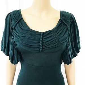 Equipment Ruffle bell short  sleeve green top size S